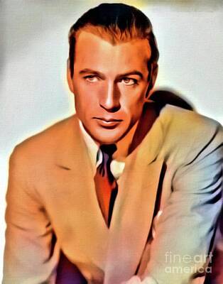 Musicians Digital Art Royalty Free Images - Gary Cooper, Vintage Actor. Digital Art by MB Royalty-Free Image by Esoterica Art Agency