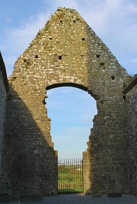 Black And Gold Royalty Free Images - Gate Clare Abbey Ireland Royalty-Free Image by Karen Desrosiers