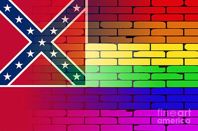 Popular Rustic Parisian - Gay Rainbow Wall Mississippi Flag by Bigalbaloo Stock