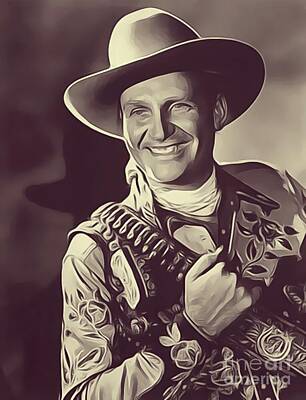 New Yorker Cartoons Royalty Free Images - Gene Autry, Vintage Actor/Singer Royalty-Free Image by Esoterica Art Agency