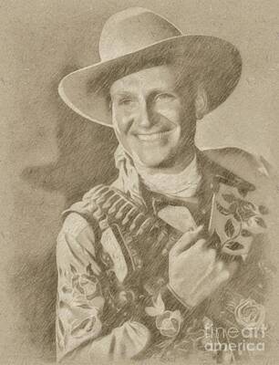 Fantasy Drawings Rights Managed Images - Gene Autry, Western Actor and Singer Royalty-Free Image by Esoterica Art Agency