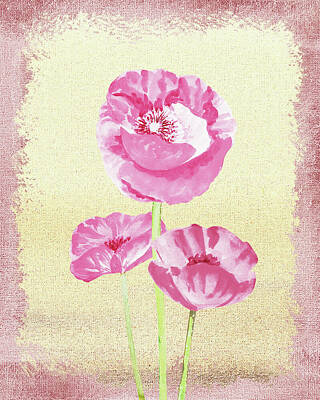 Florals Paintings - Gentle Pink Floral Decor by Irina Sztukowski