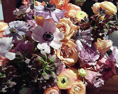 Roses Digital Art - Gentle Purple Flowers Bouquet by Irina Sztukowski