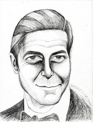 Actors Drawings - George Clooney by Genevieve Esson