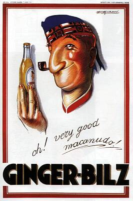 Beer Royalty-Free and Rights-Managed Images - Ginger Bilz - Sailor with a bottle of Ginger Ale - Vintage Advertising Poster by Achille Mauzan by Studio Grafiikka