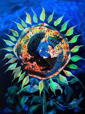Sunflowers Paintings - Girasol de la Noche by J Vincent Scarpace