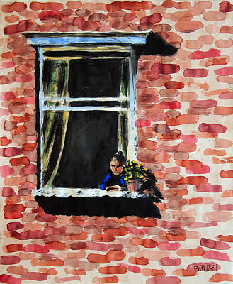 Danny Phillips Collage Art - Girl at Window by Bonnie Follett