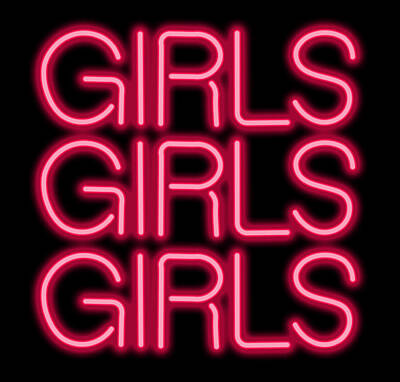 Nudes Digital Art - Girls Girls Girls Neon Sign by Ricky Barnard
