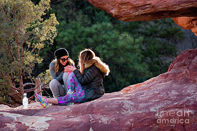 Steven Krull Royalty-Free and Rights-Managed Images - Girls in Beautiful Springtime Light on Garden of the Gods by Steven Krull