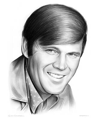 Celebrities Drawings - Glen Campbell by Greg Joens