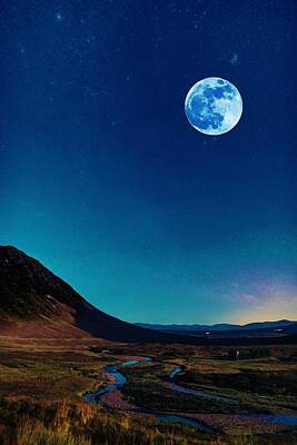 Pop Art Rights Managed Images - Glencoe wildernes at night, United Kingdom Royalty-Free Image by Celestial Images