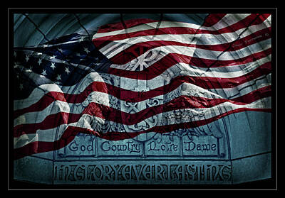 War Nursing Posters - God Country Notre Dame American Flag by John Stephens
