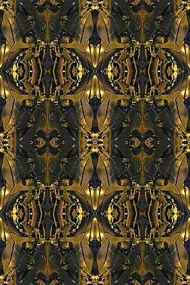 Abstract Skyline Mixed Media - Gold Black Motorcycle by Tony Rubino