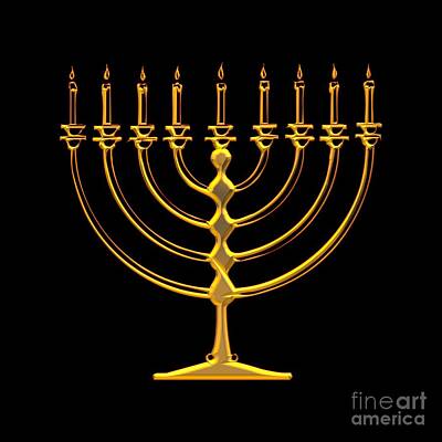 Roses Rights Managed Images - Golden 3-D look Menorah  Royalty-Free Image by Rose Santuci-Sofranko