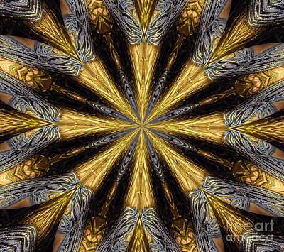 Roses Mixed Media - Golden and Silvery Metallic Filaments Mandala Abstract 1 by Rose Santuci-Sofranko