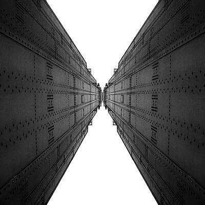 Recently Sold - Abstract Digital Art - Golden Gate Bridge Black and White Reflection by Pelo Blanco Photo