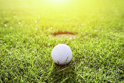 Sports Photos - Golf ball on a grass. Sunshine by Michal Bednarek