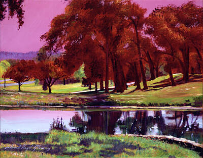 Sports Paintings - Golf Course Dawn by David Lloyd Glover