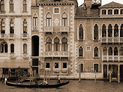 Donna Corless Royalty-Free and Rights-Managed Images - Gondola Crossing Grand Canal by Donna Corless