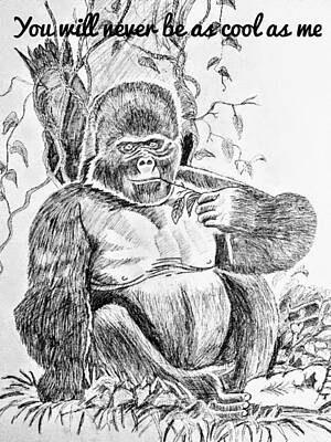 Animals Drawings - Gorilla by Subrahmanya Hegde