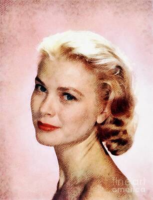 Actors Paintings - Grace Kelly, Vintage Actress by Esoterica Art Agency