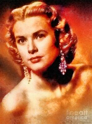 Actors Paintings - Grace Kelly, Vintage Hollywood Actress by Esoterica Art Agency