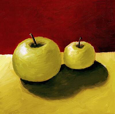 Food And Beverage Paintings - Granny Smith Apples by Michelle Calkins