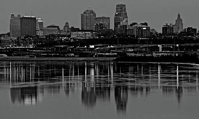 Custom Racing Posters - Grayscale Night in KC by Frozen in Time Fine Art Photography
