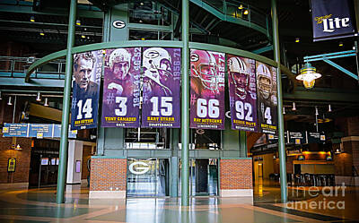 Football Royalty-Free and Rights-Managed Images - Green Bay Packers Retired Numbers by Stephanie Forrer-Harbridge