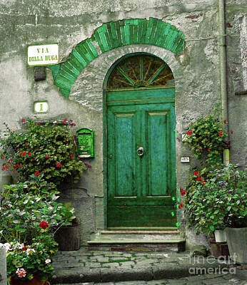 Floral Royalty-Free and Rights-Managed Images - Green Door by Karen Lewis