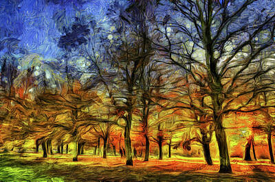 Impressionism Mixed Media - Greenwich Park London Van Gogh by David Pyatt