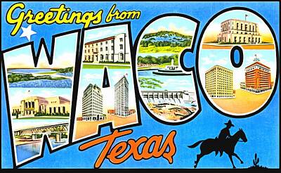 Personalized Name License Plates - Greetings From Waco Texas by Vintage Collections Cites and States