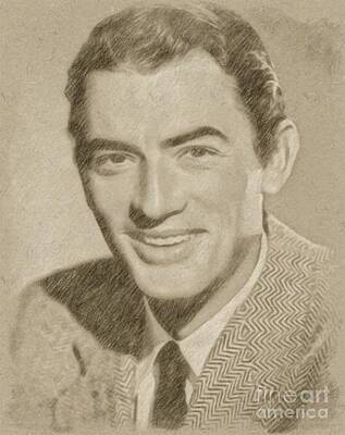 Fantasy Drawings - Gregory Peck Hollywood Actor by Esoterica Art Agency