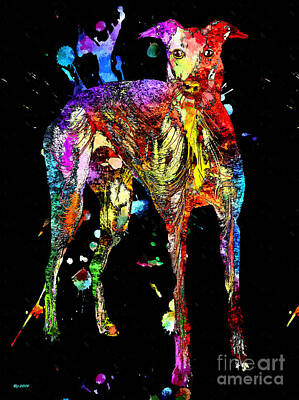 Too Cute For Words - Greyhound Black Grunge by Daniel Janda