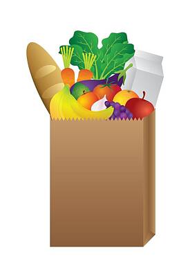 Modern Sophistication Minimalist Abstract Rights Managed Images - Grocery Paper Bag of Food Illustration Royalty-Free Image by Jit Lim