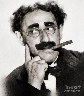Musicians Painting Royalty Free Images - Groucho Marx by JS Royalty-Free Image by Esoterica Art Agency