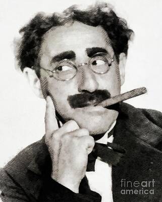 Celebrities Royalty-Free and Rights-Managed Images - Groucho Marx, Vintage Comedy Actor by Esoterica Art Agency