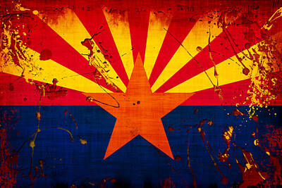 Abstract Photos - Grunge and Splatter Arizona Flag by David G Paul