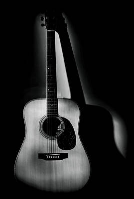 Jazz Photos - Guitar Shadows Black and White by Terry DeLuco