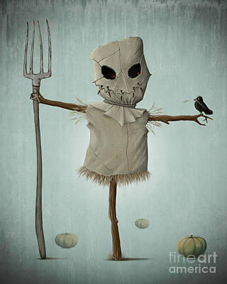 Comics Paintings - Halloween scarecrow by Giordano Aita