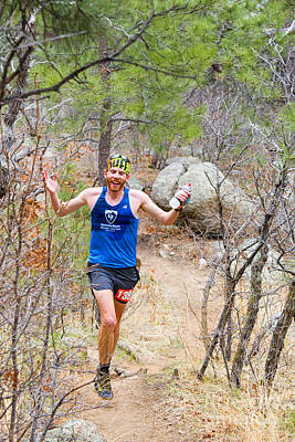Steven Krull Royalty-Free and Rights-Managed Images - Happy Runner in the Cheyenne Mountain Trail Race Colorado Springs by Steven Krull