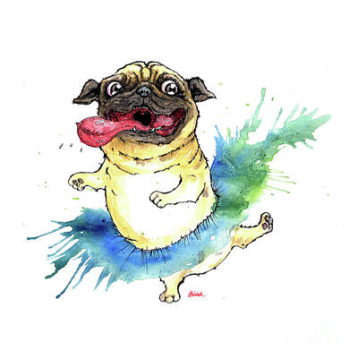 Modern Sophistication Beaches And Waves - Happy tutu pug by Ang El