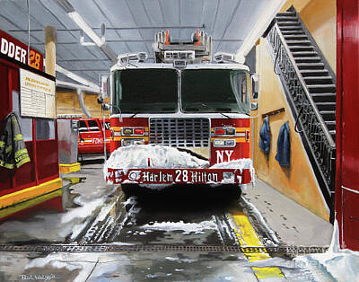 Cities Paintings - Harlem Hilton Ladder 28 by Paul Walsh