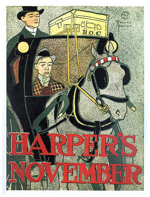 Royalty-Free and Rights-Managed Images - Harpers Magazine - Magazine Cover - November - Vintage Art Nouveau Poster by Studio Grafiikka