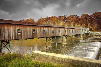 Music Royalty-Free and Rights-Managed Images - Harpersfield Rd Covered Bridge  by Jack R Perry