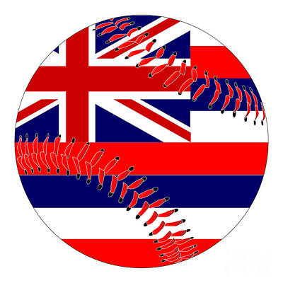 Baseball Digital Art - Hawaii Flag Baseball by Bigalbaloo Stock