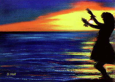 Travel Luggage - Hawaiian Sunset with Hula Dance  #183, by Donald K Hall