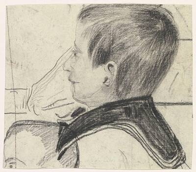 Animals Royalty-Free and Rights-Managed Images - Head of a boy with a sailor collar, in profile, Carel Adolph Lion Cachet, 1874 - 1945 by Carel Adolph Lion Cachet