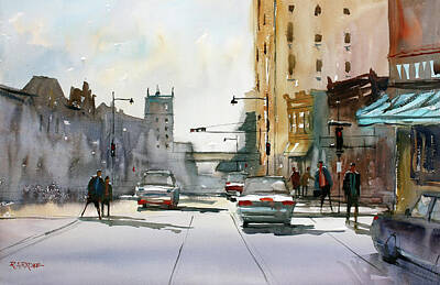 City Scenes Paintings - Heading West on College Avenue - Appleton by Ryan Radke