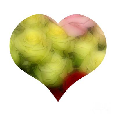 Roses Rights Managed Images - Heart Bouquet of Pink Yellow and Red Roses Royalty-Free Image by Rose Santuci-Sofranko